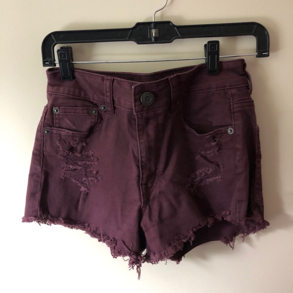 Red high waisted AE size 2 jean shorts